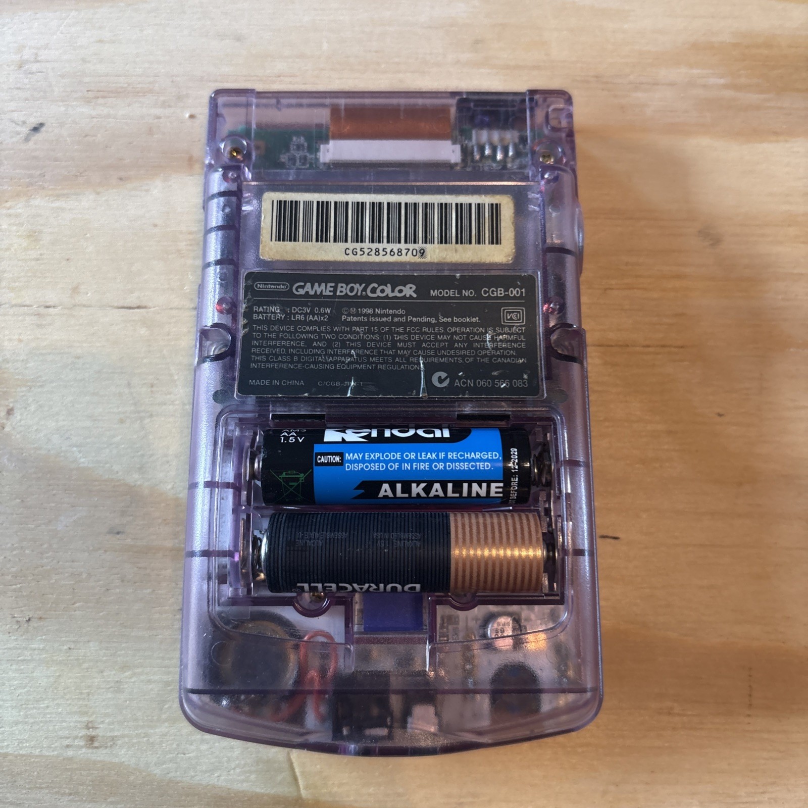 Nintendo Game Boy Color Purple Clear WORKING (no Battery Cover) Excellent Cond.