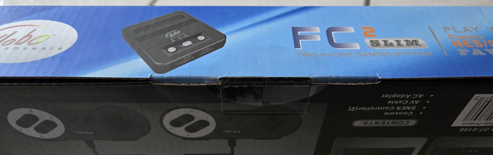 Yobo Gameware FC2 SLIM Two-in-One NES SNES Super Famicom Console Black RCA