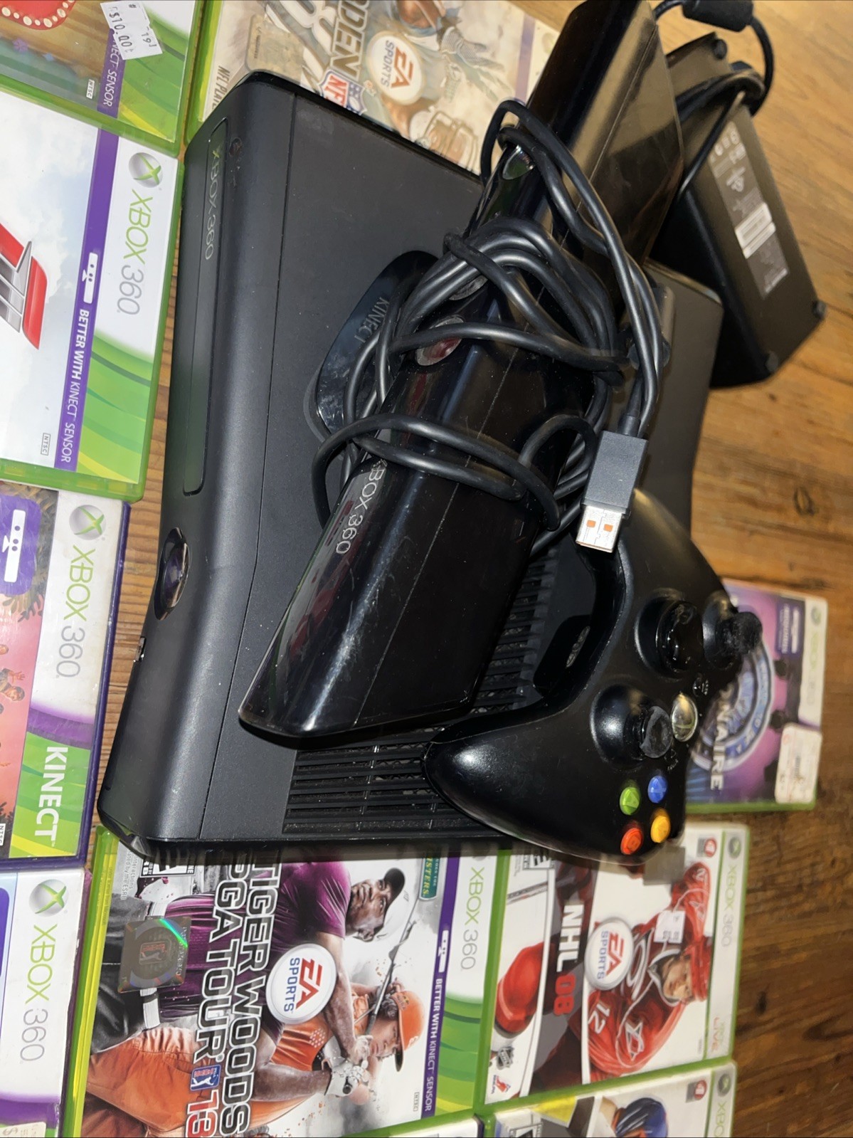Microsoft Xbox 360 S Slim Kinect Bundle Controller Cords Kinect Games Lot