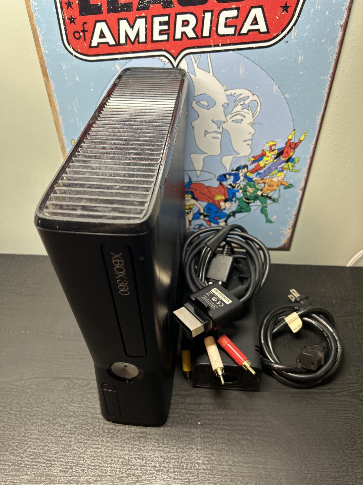 Microsoft Xbox 360 S Slim Black Console Model 1439 Power Supply AV Tested