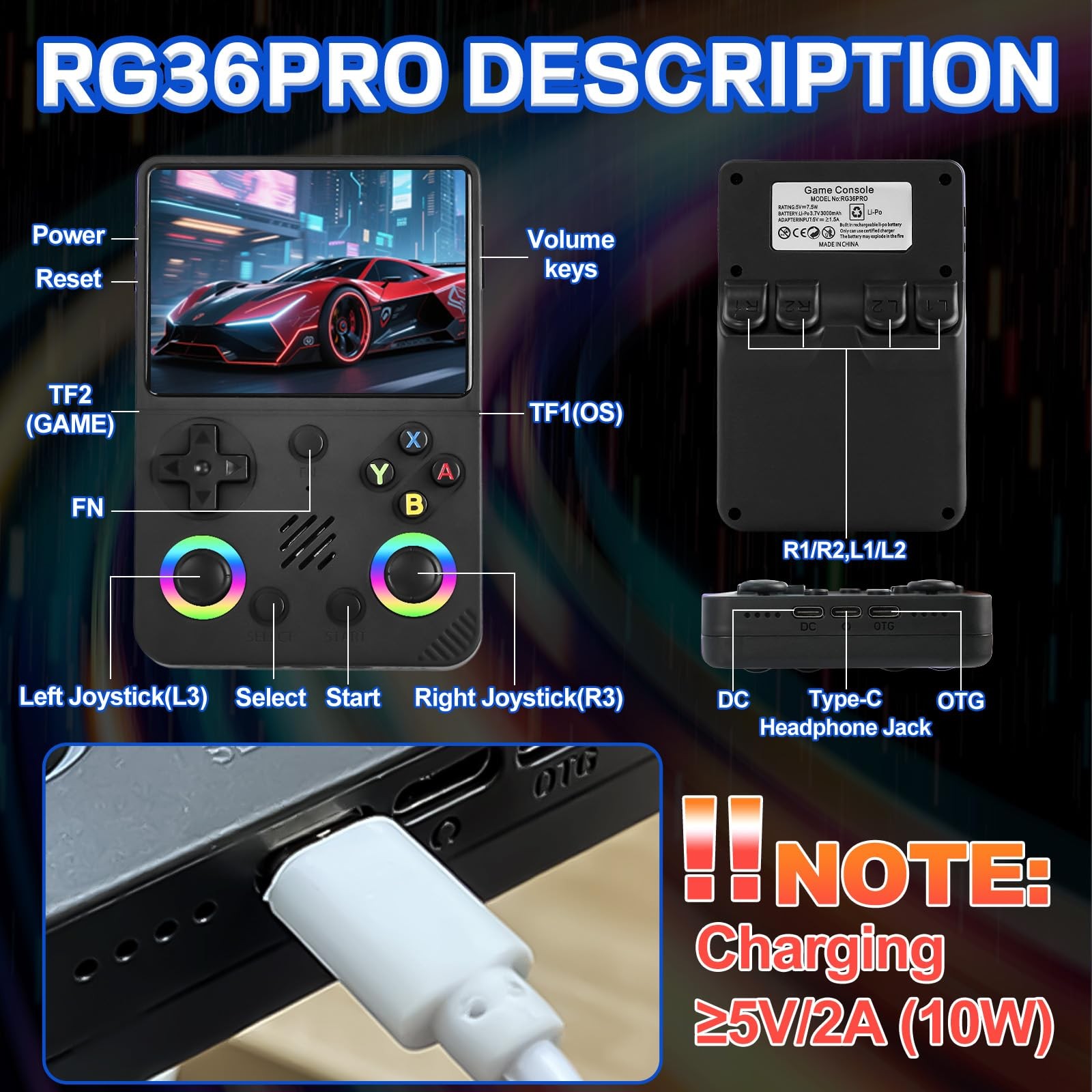 Colourbing RG36PRO Retro Video Game Console – Open Source System,3.5 IPS Scre…