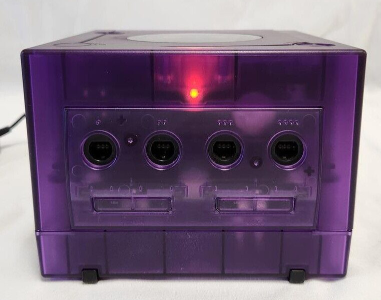 Nintendo GameCube Translucent PURPLE Gaming Console DOL-001 Controller Bundle