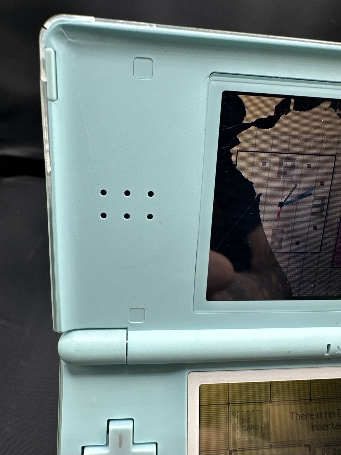Nintendo DS Lite Console Ice Blue USG-001 Works Top Screen Smashed