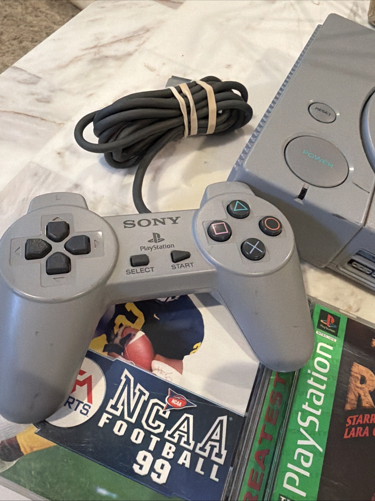 Sony PlayStation 1 PS1 SCPH-7001 Console OEM Controller Tomb Raider 2 + 2 Games