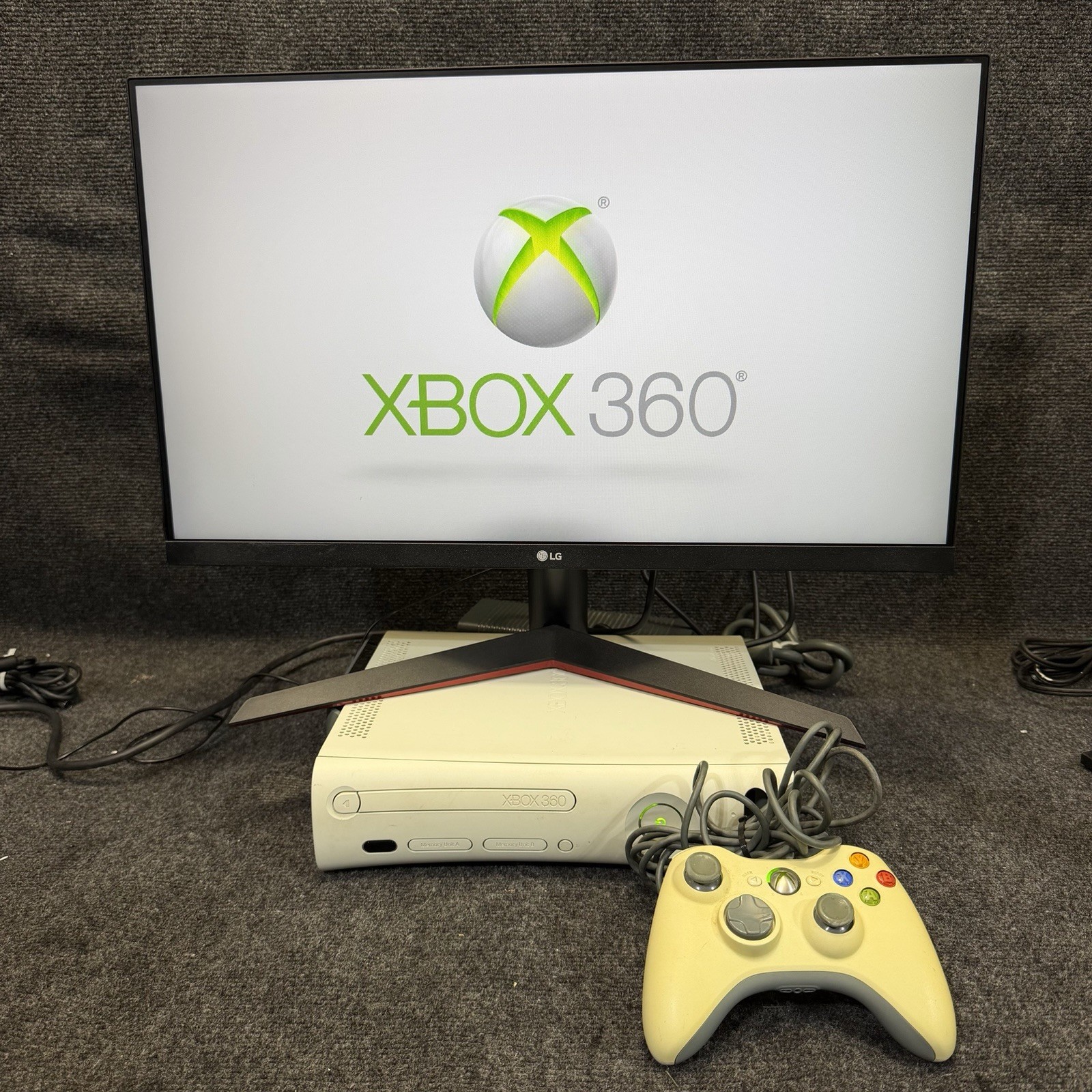 Microsoft Xbox 360 Fat White Console For Parts/Repair Disc Read Error No HD 1007