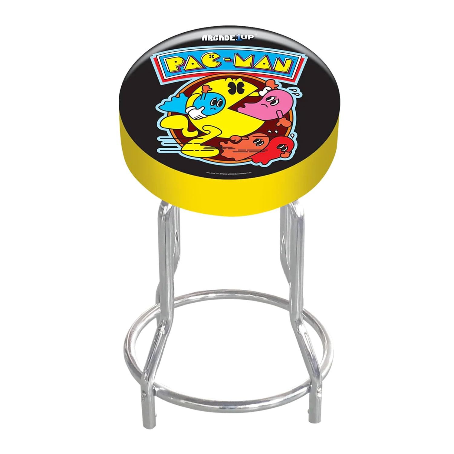 Arcade1Up Adjustable Padded Arcade Game Stool, Steel Frame, Pac-Man, 21.5″ to 29