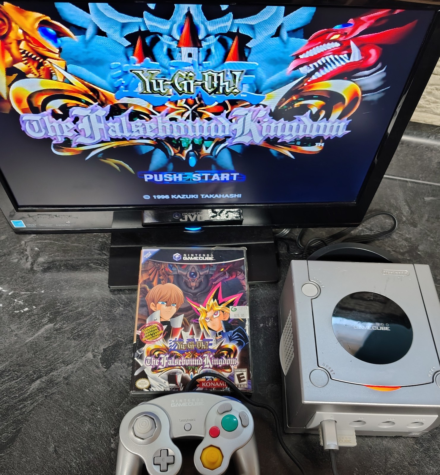 Nintendo GameCube Platinum DOL-101 W/ Game Memory Card Cables & OEM Controller