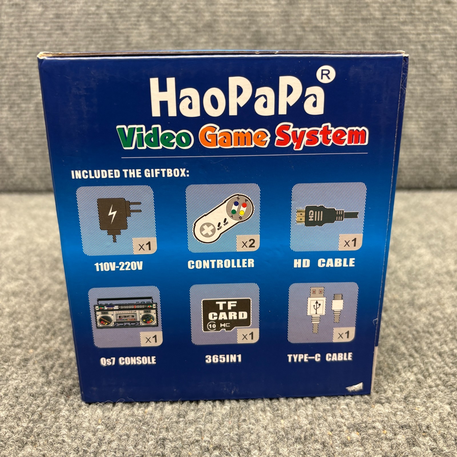 HaoPapa QS7 Video Game System SILVER Boombox 365 Classic Games ~ NEW in Box