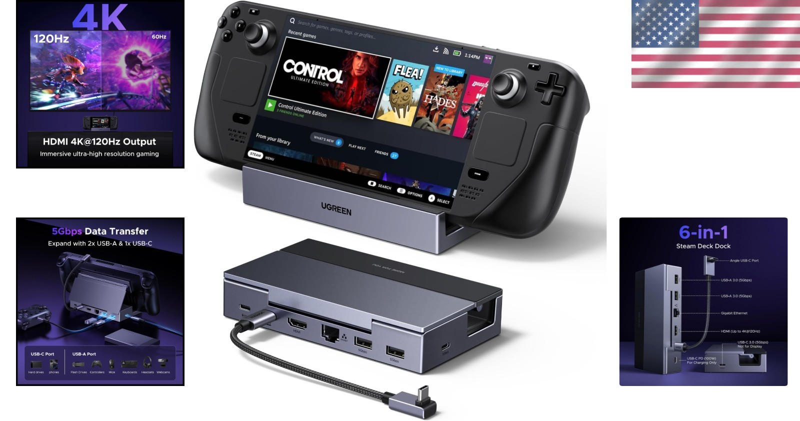 Ultimate 6-in-1 Dock for Steam Deck & ROG Devices – 4K HDMI & Rapid Charge