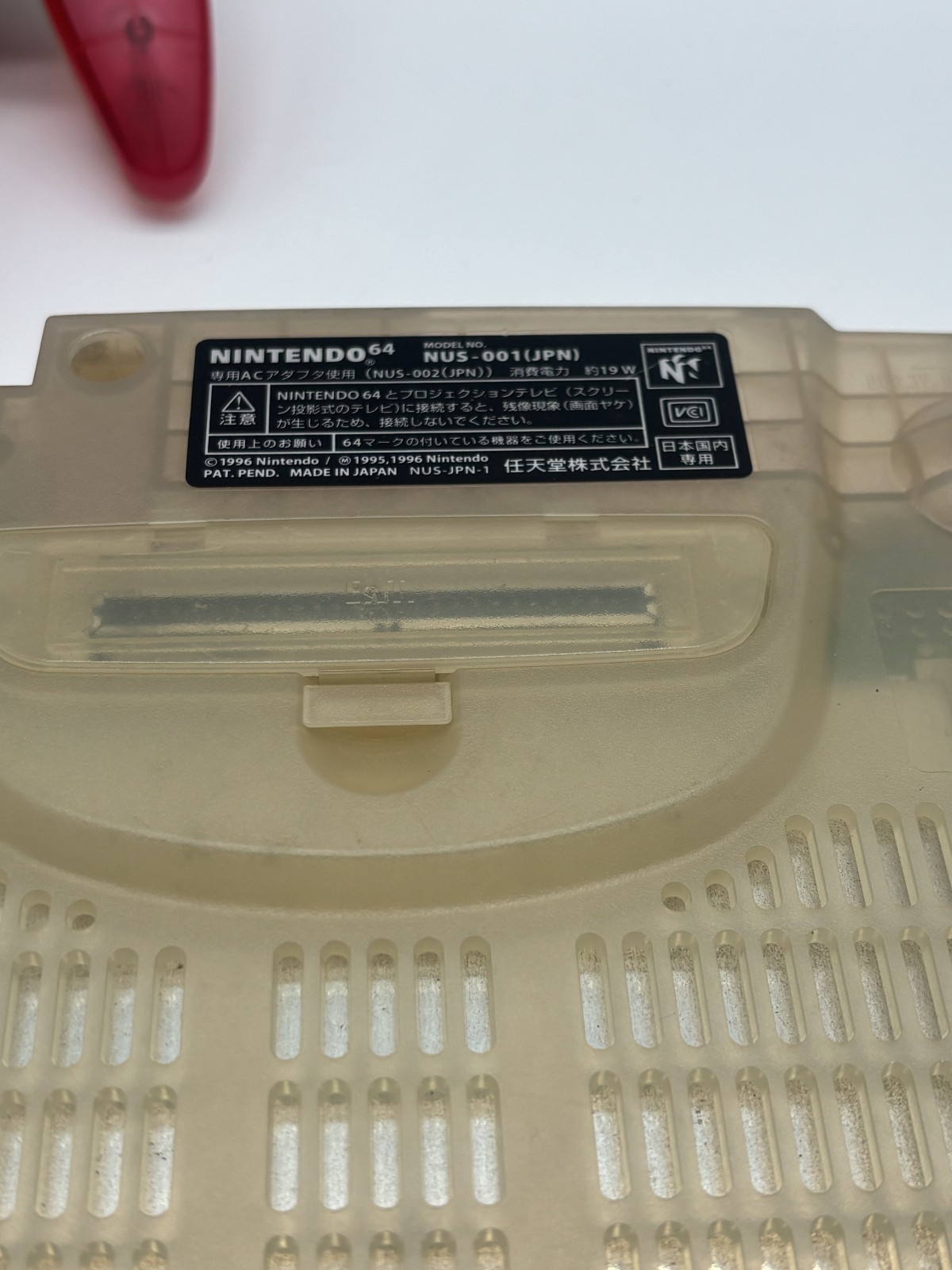 Clear white and Red nintendo 64 system JP Tested Working W/Controller & Cords!