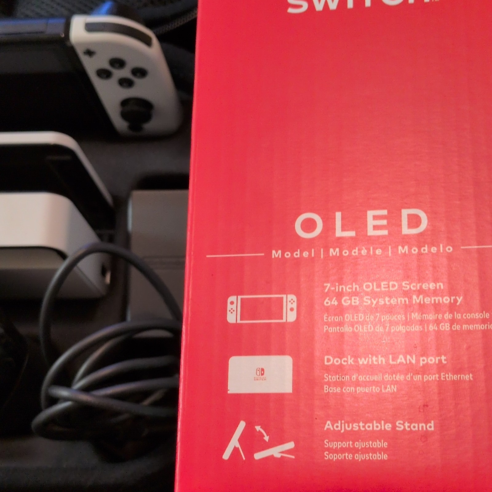 Nintendo Switch White OLED 64GB with Box Pro Controller Carrying Case and Games