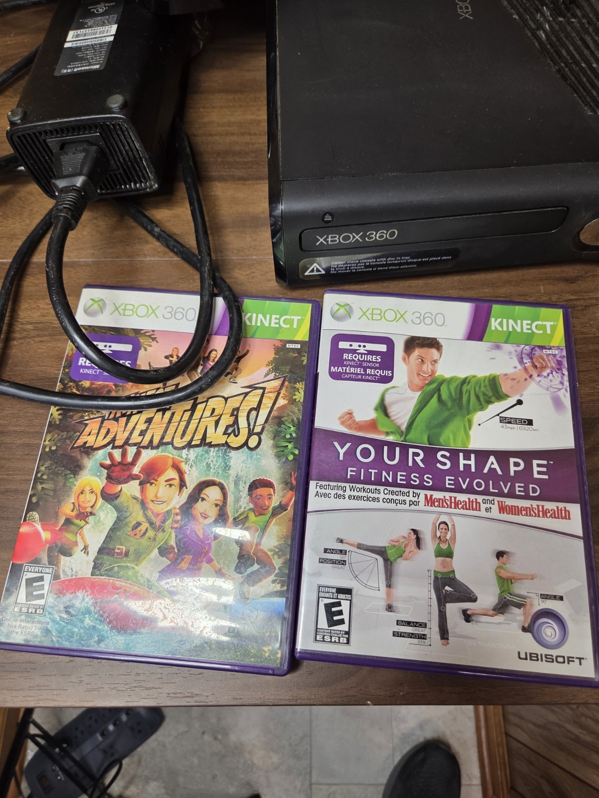 Xbox 360 S Slim Black Model 1439 Console Power Adapter Kinect 2 Games Lot WORKS