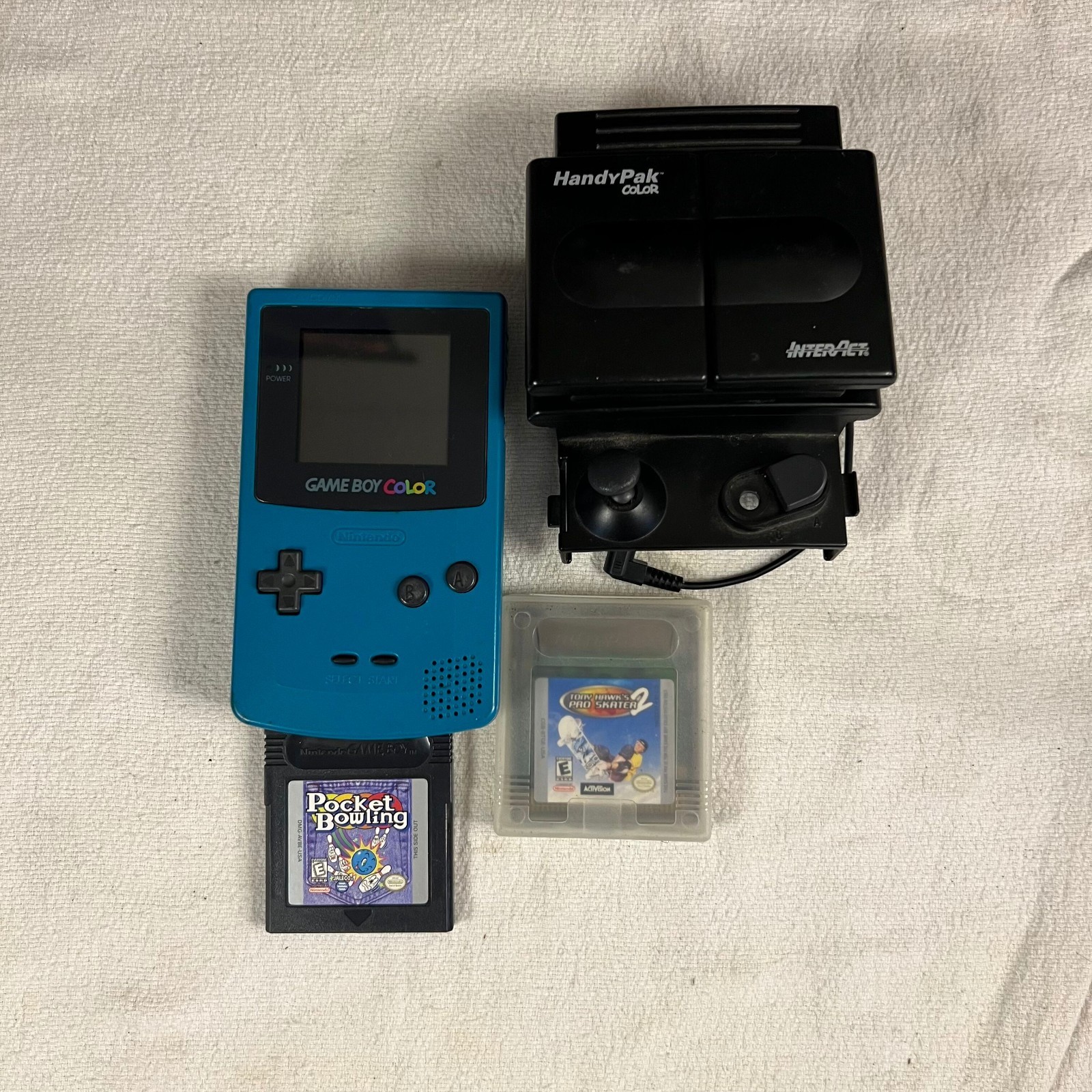 Nintendo Game Boy Color Teal Blue Console Games HandyPak *Read Description*