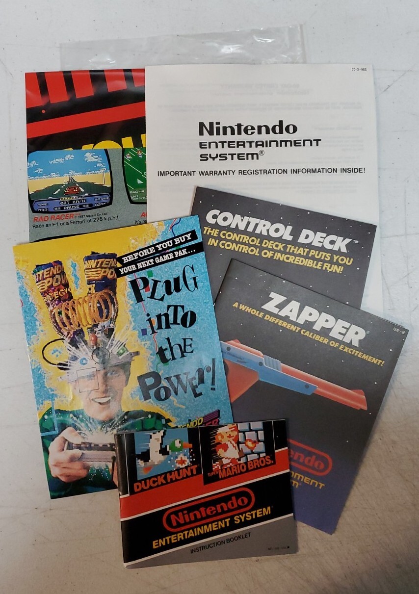 NES Action Set Complete w/Console Orange Zapper Duck Hunt Mario Bros & More READ