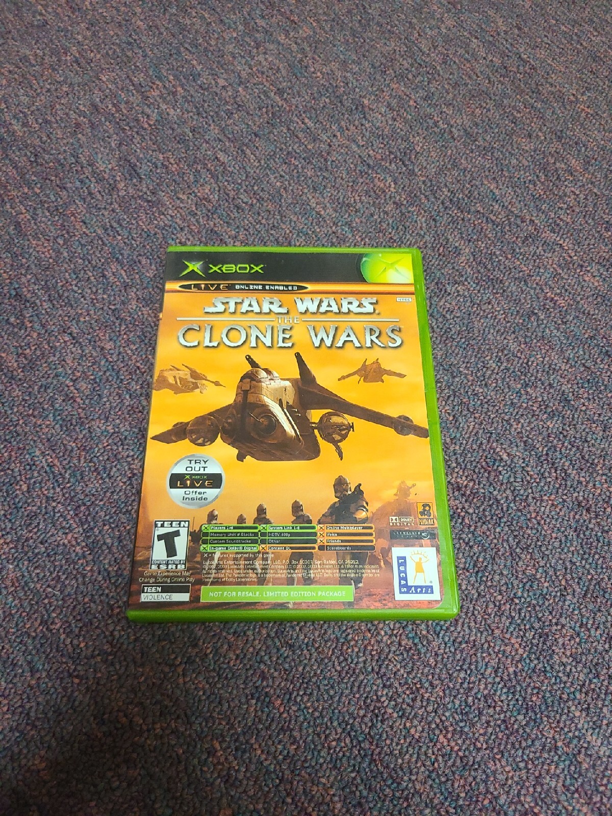Original Microsoft Xbox Console System Stars Wars The Clone Wars Tetris World