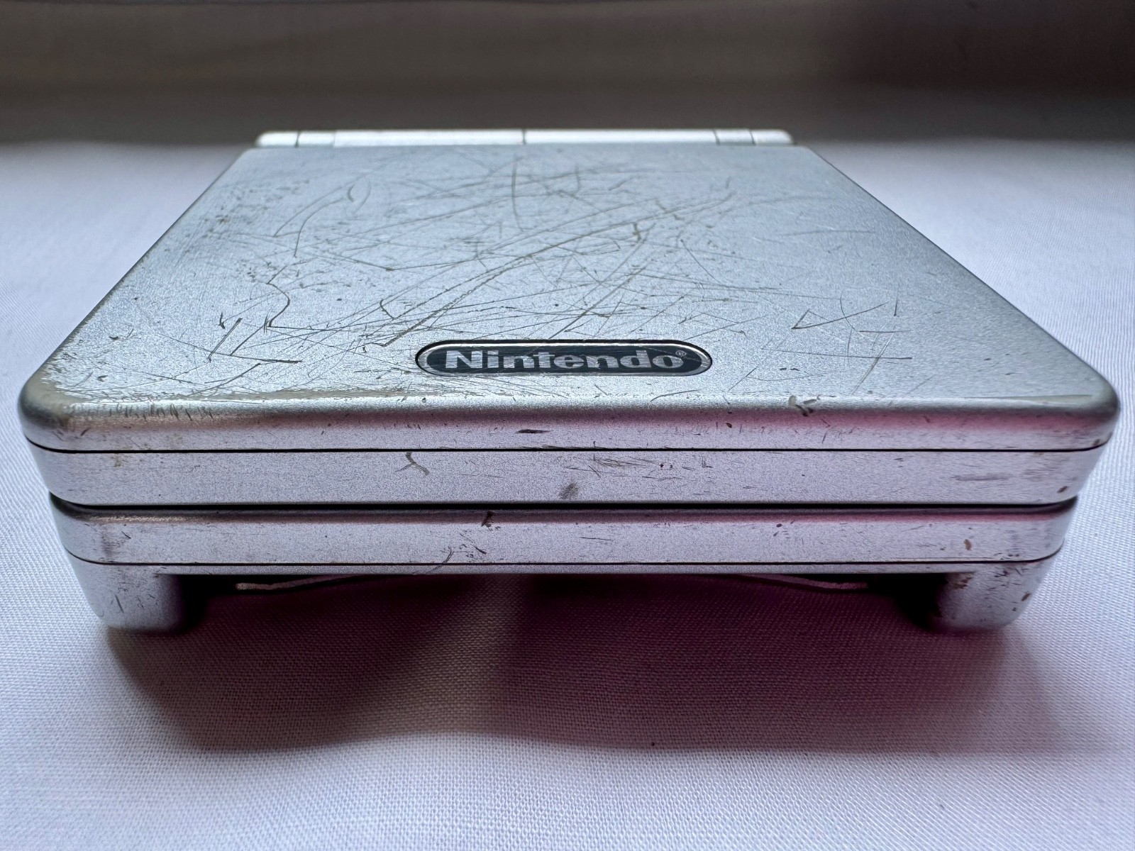 Nintendo Gameboy Advance SP AGS001 Metal Silver Handheld w/ USB Cable & Battery