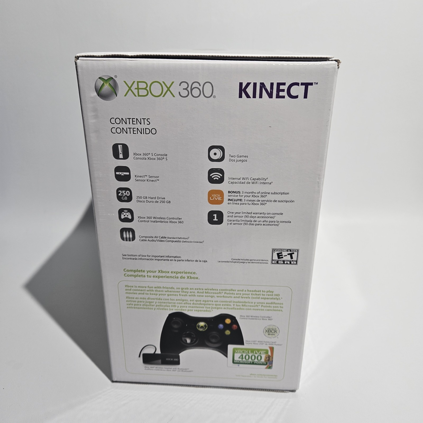 Microsoft Xbox 360 S Slim 250GB Black Kinect Bundle 2 Games NTSC NEW Sealed!