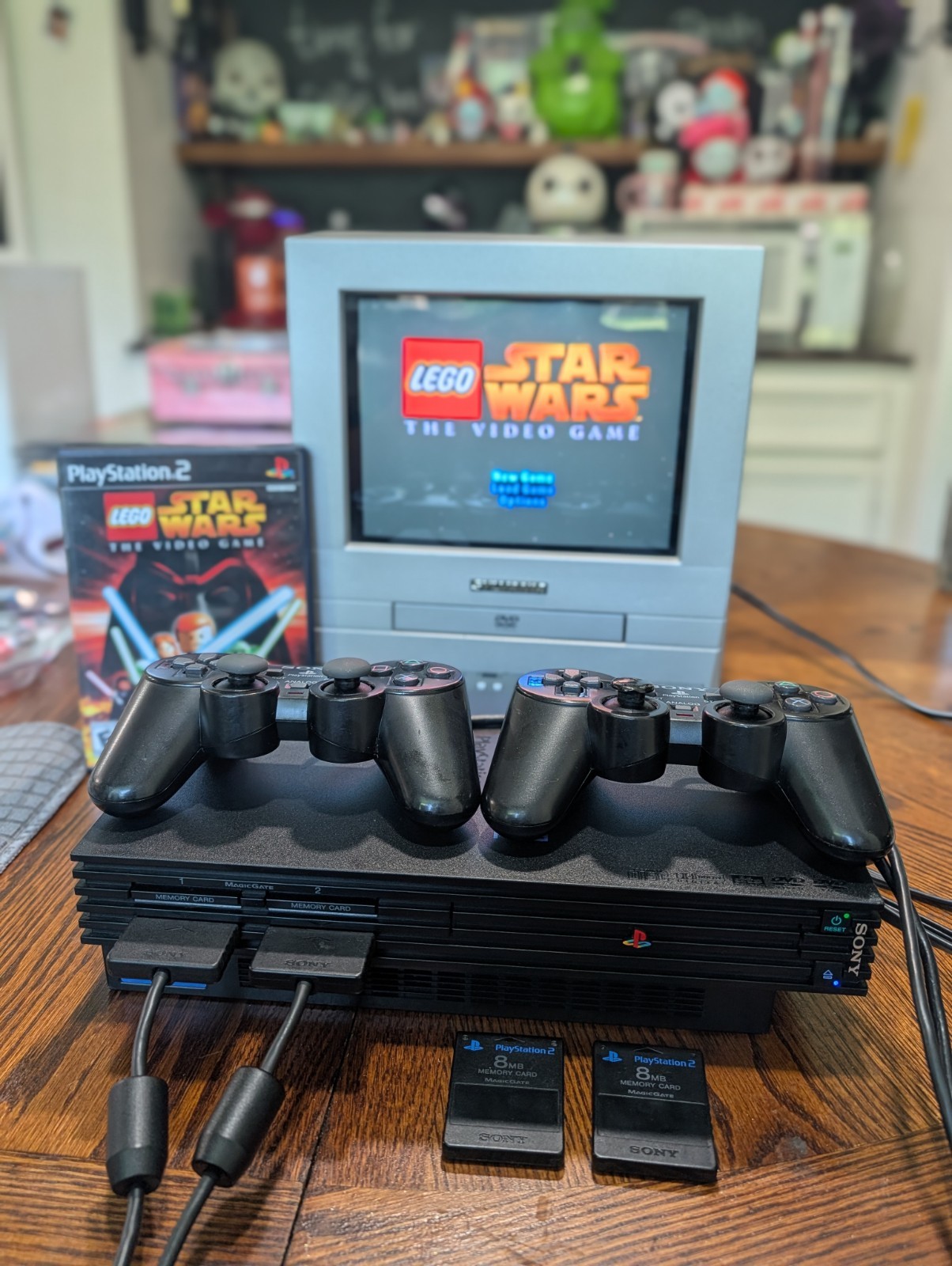 Sony PlayStation 2 Bundle With 4 Games, 2 Controllers, Memory Cards- Tested