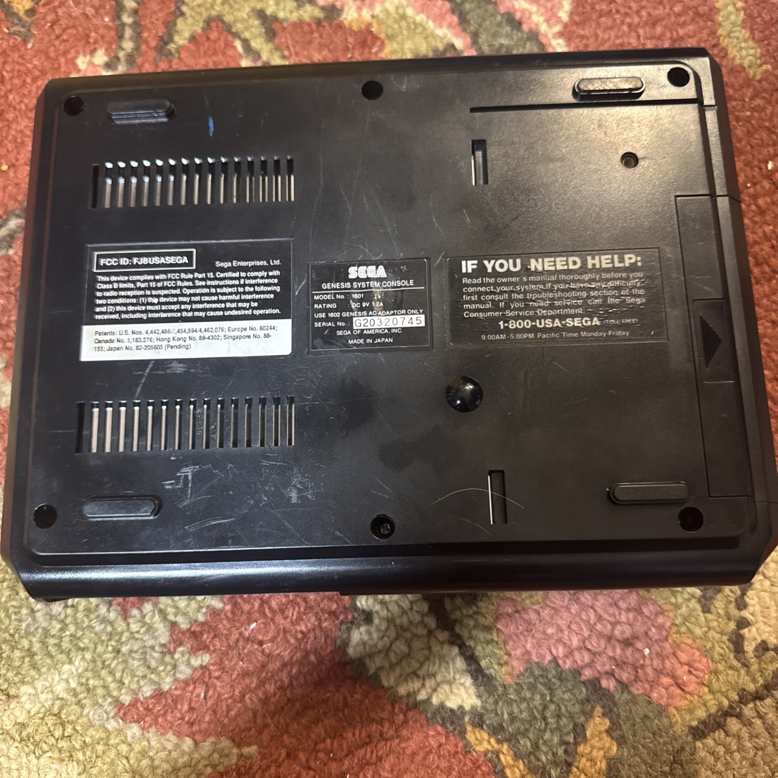 Sega Genesis 1 System Model 1601 16-Bit Console and two controllers