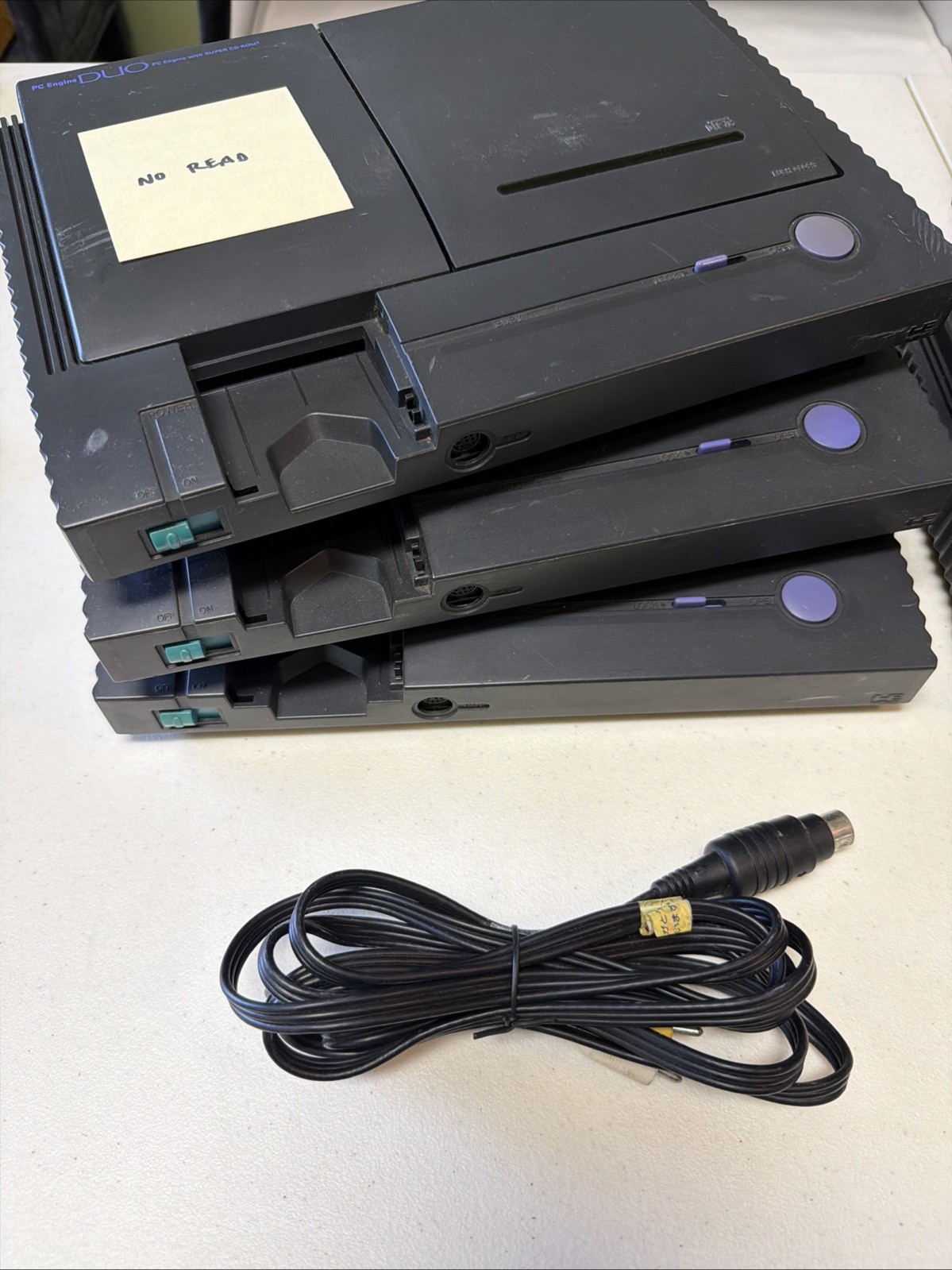 (6) PC-Engine JUNK DUO Console System Lot «Not Working», HuCard works, no cd