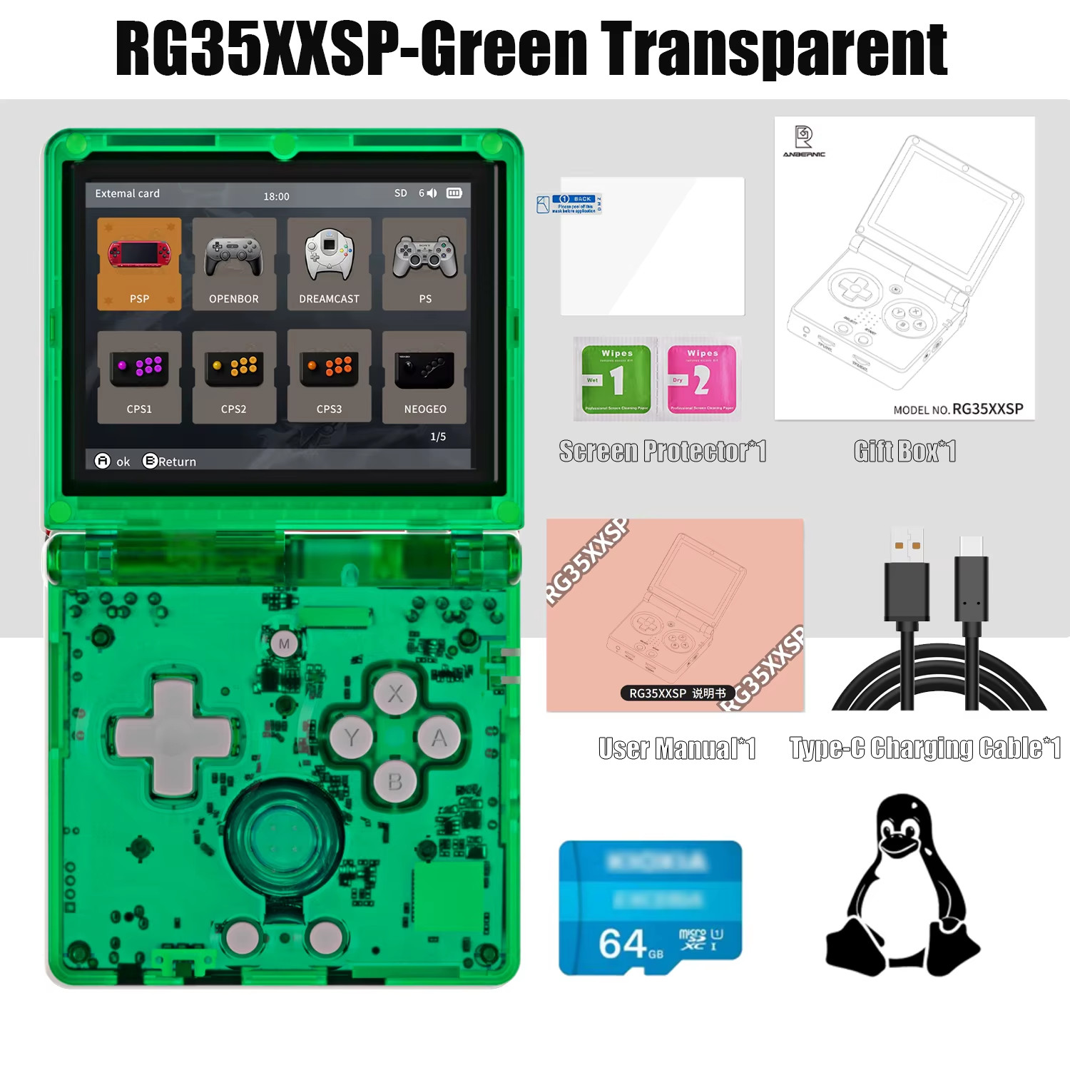 NEW RG35XXSP Flip Handheld Game Console 3.5 Inch IPS Clamshell Video Gaming Cons