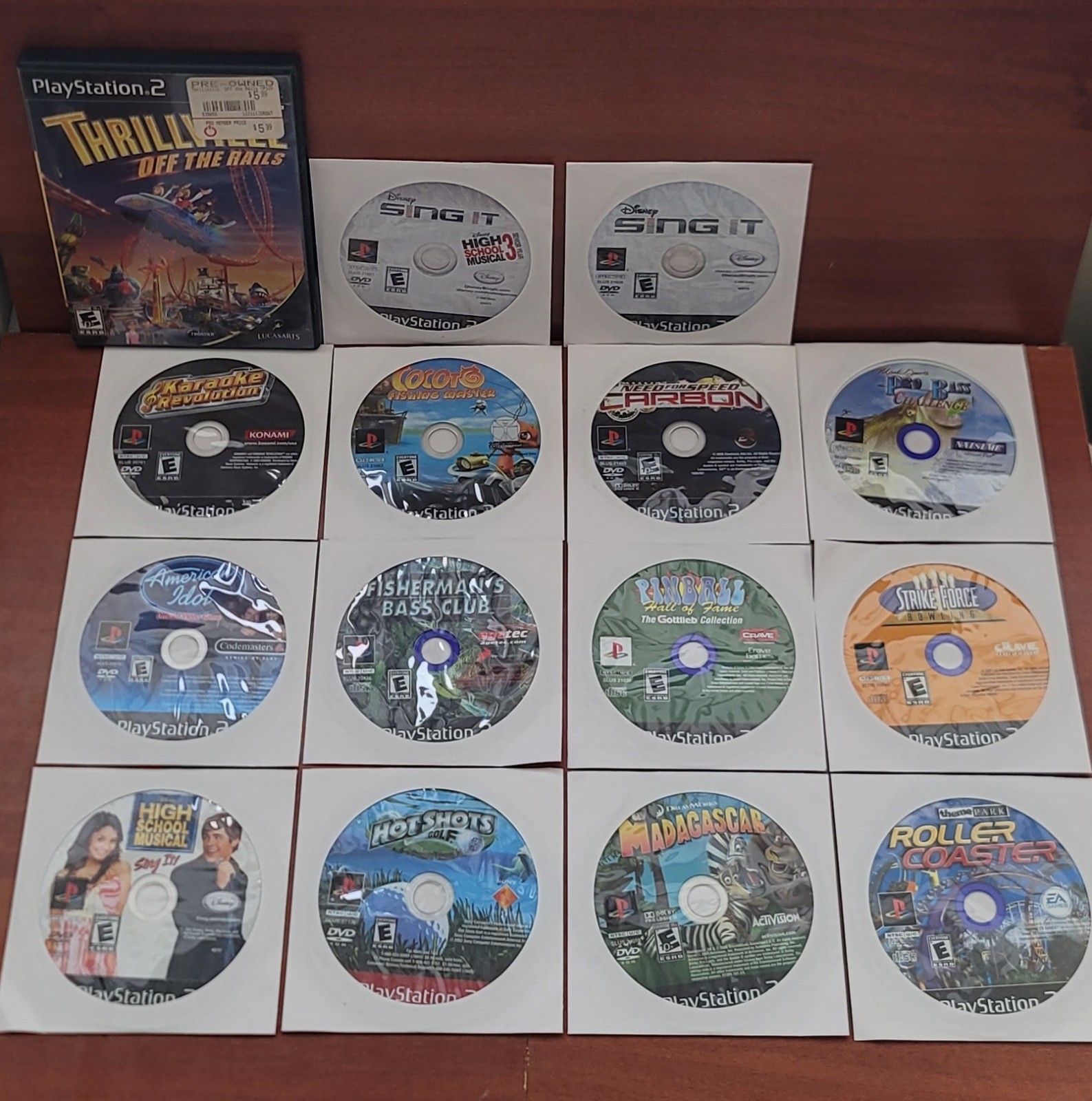 Sony PlayStation 2 PS2 Fat System SCPH-39001 Console Bundle w/15 Games 8MB Card