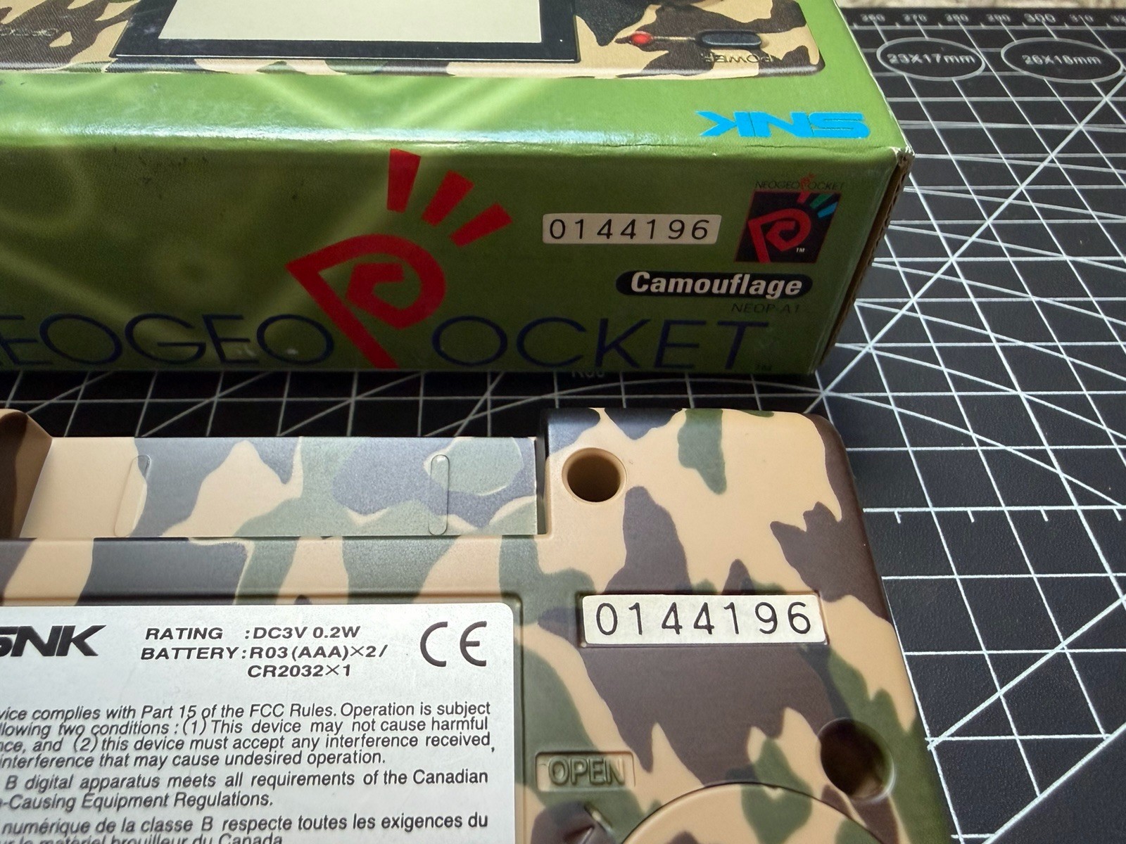 SNK NeoGeo Pocket Camouflage W/ Bivert Backlight &Box & Manual & Insert ~Prefect