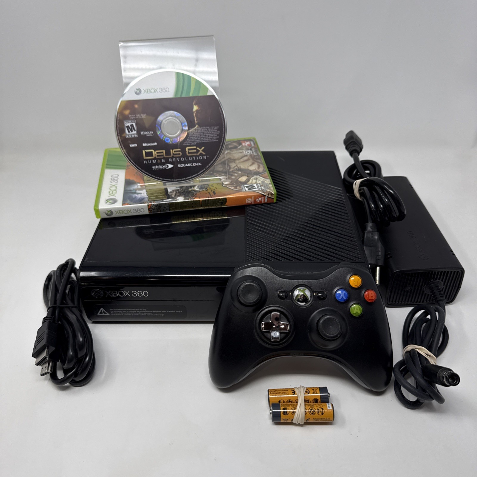 Microsoft XBox 360 E System BLACK Video Game Console 4GB Bundle 2 Games