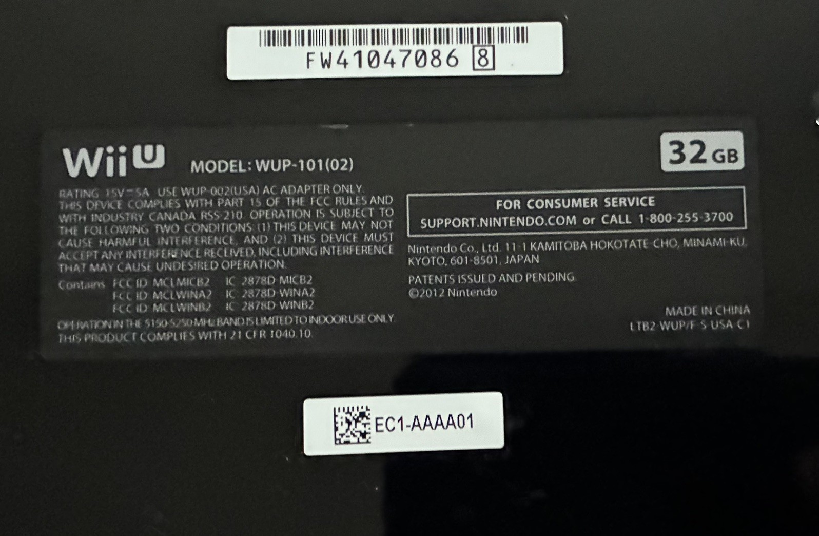 Nintendo Wii U Black 32GB With GamePad – Tested and Working, NTSC-U Region Code