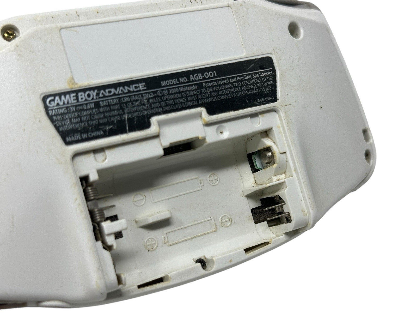 Nintendo Game Boy Advance Gaming Console – White GBA Model AGB-001 No Batt Door
