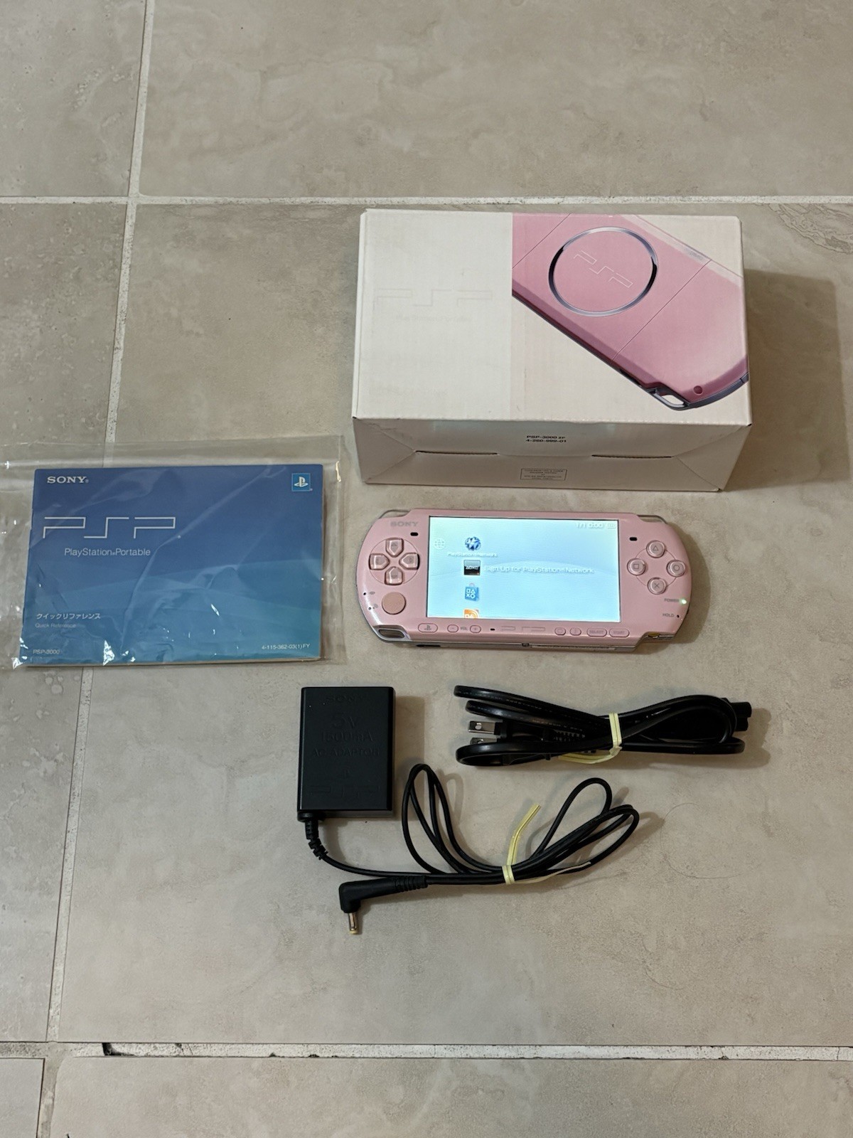 Sony PSP 3000 Console, Blossom Pink Near Mint Complete In Box