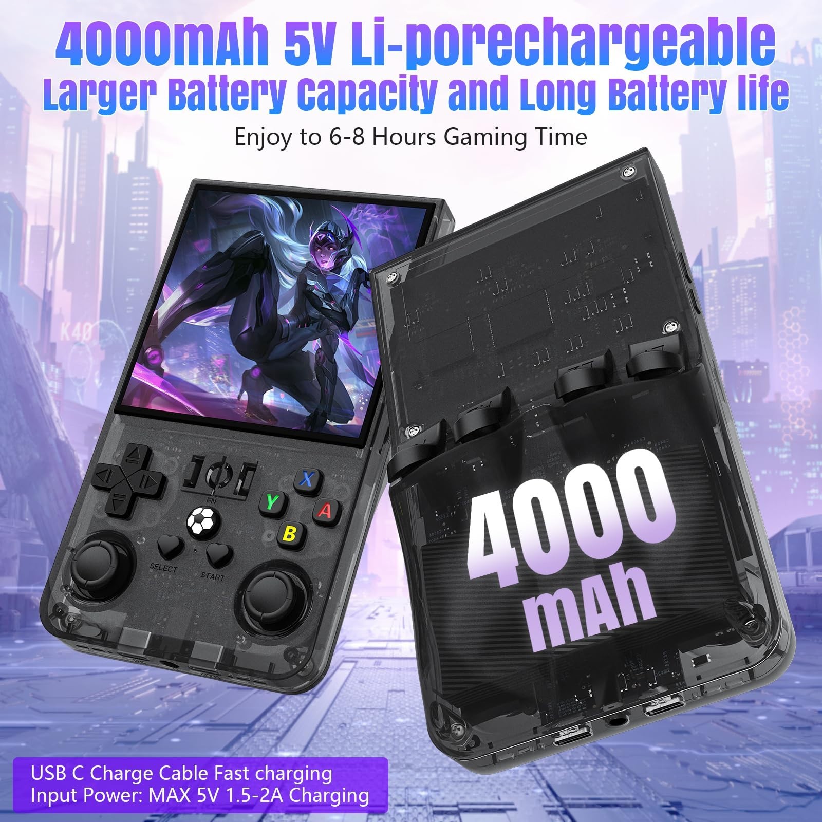 Retro Handheld Gaming Console – 4″ IPS HD Screen, 18,000+ Games, 4000mAh Battery