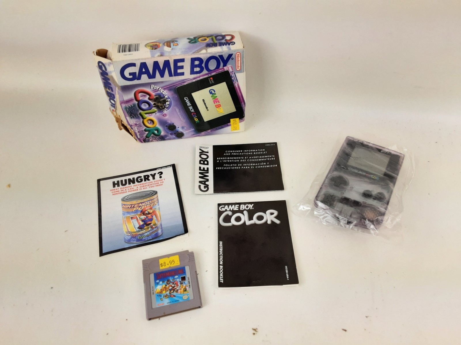 Game Boy Color Complete Atomic Clear Purple CGB-001 Authentic USA TESTED