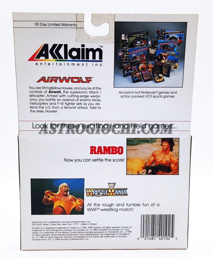AIRWOLF AKKLAIM HANDHELD LCD GAME WATCH VINTAGE 1988 WORKING IN BOX VERY RARE