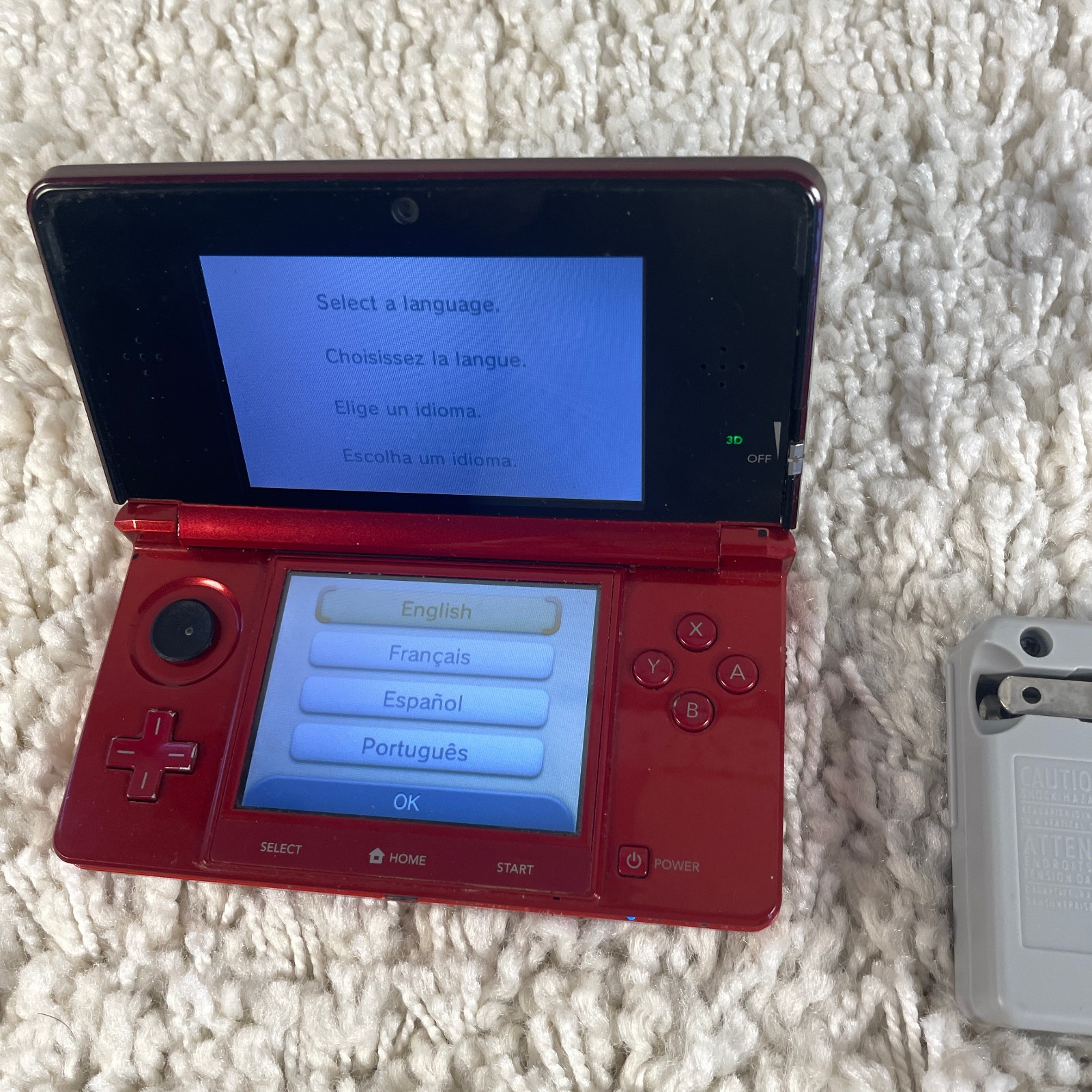 Nintendo 3DS Flame Red Handheld Console System CTR-001 Tested