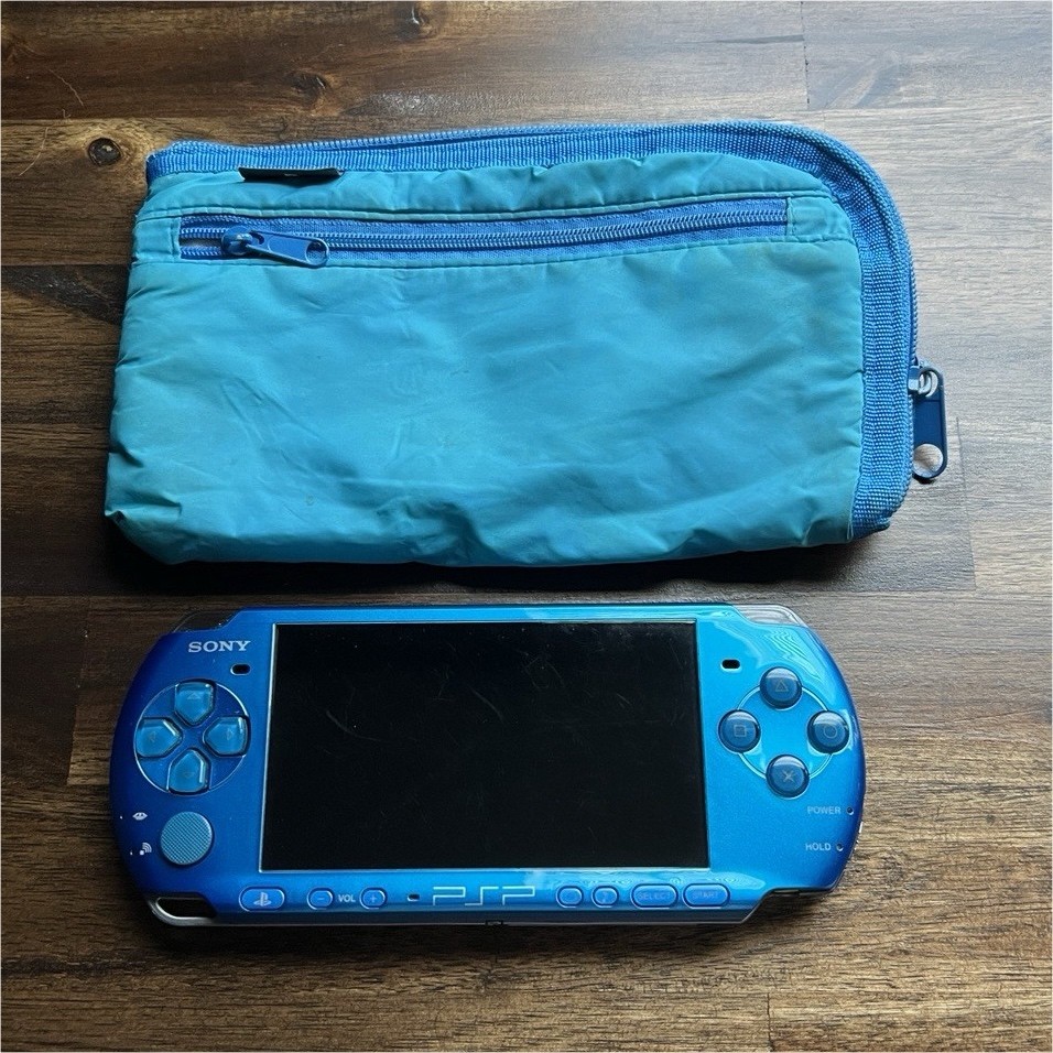 Sony PSP-3000 Carnival Blue Region Free w/ Zipper Case Tested and Working