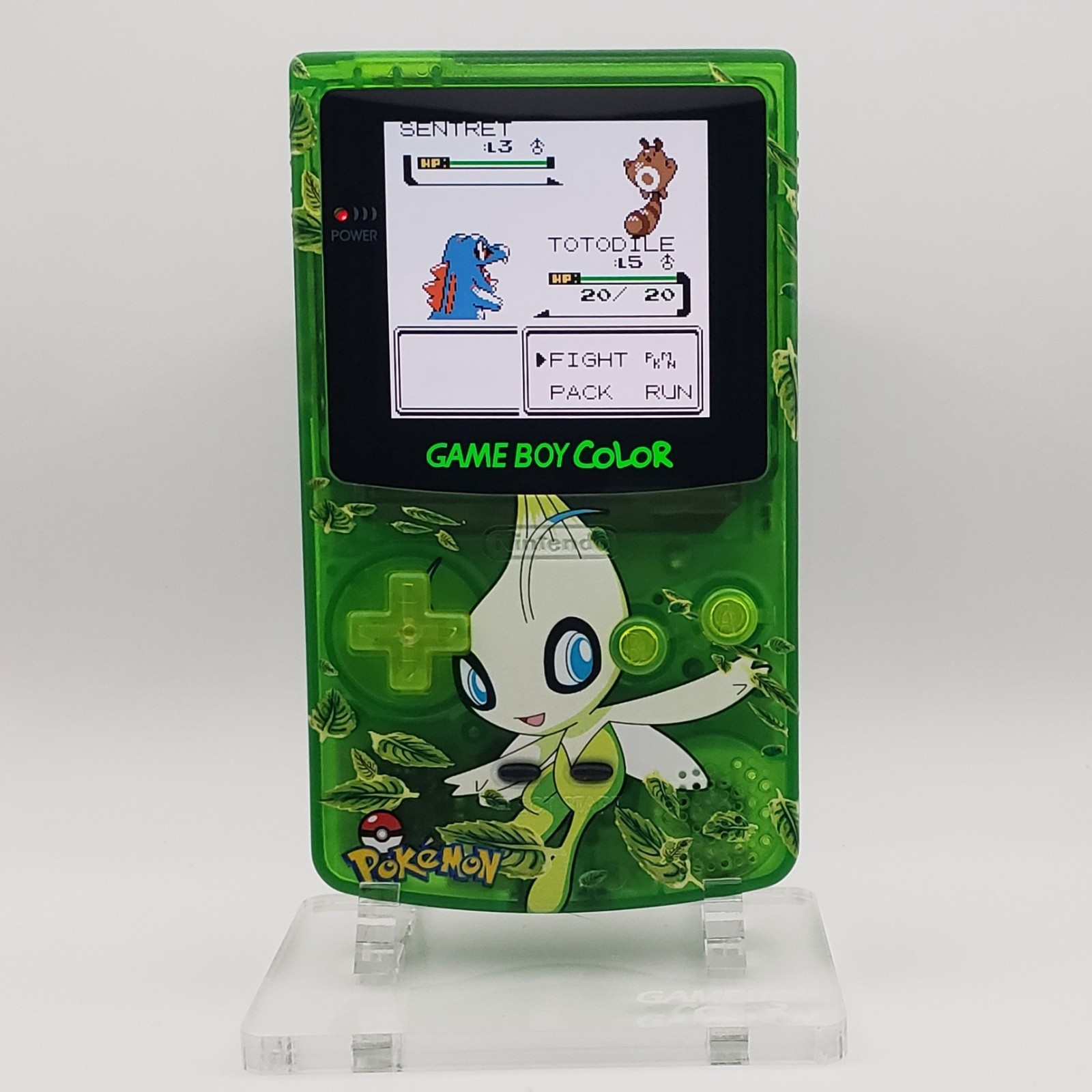 Laminated OLED Screen – Celebi Game Boy Color w/ Case – New Speaker, Recapped