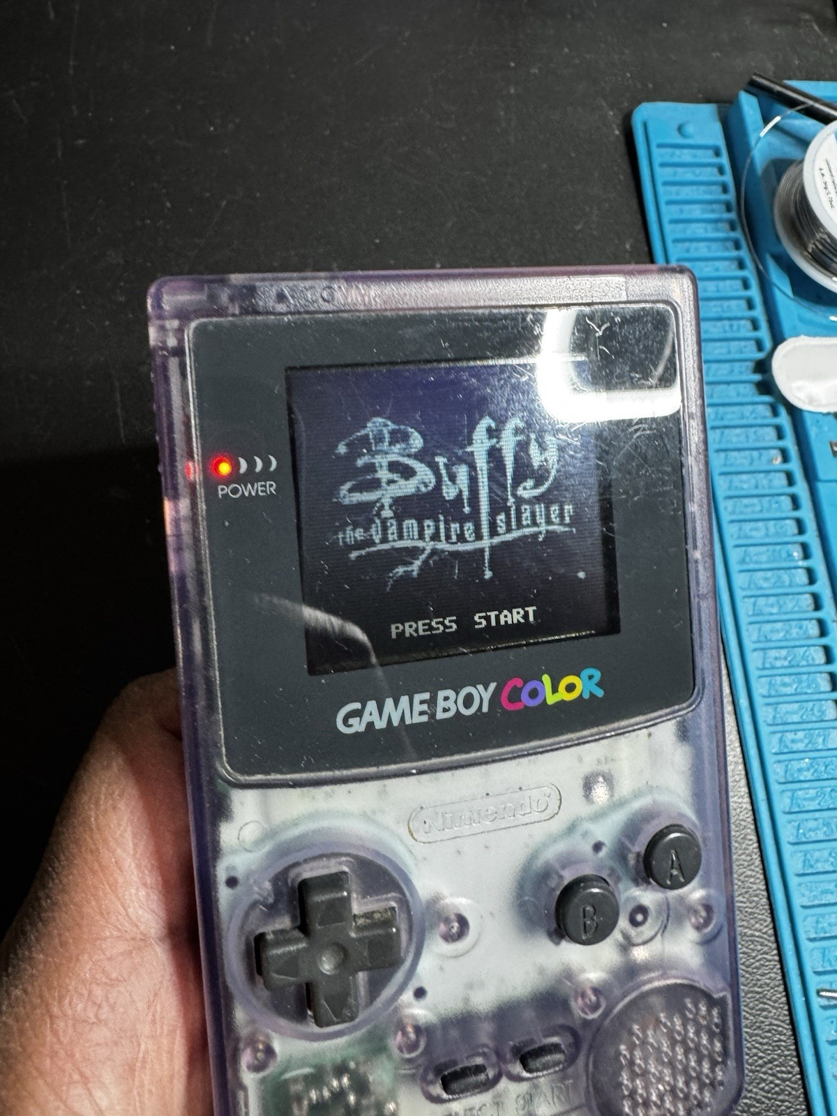 Nintendo Game Boy Color Atomic Purple W/ 4 Games Tested Works Great Yugioh Buffy