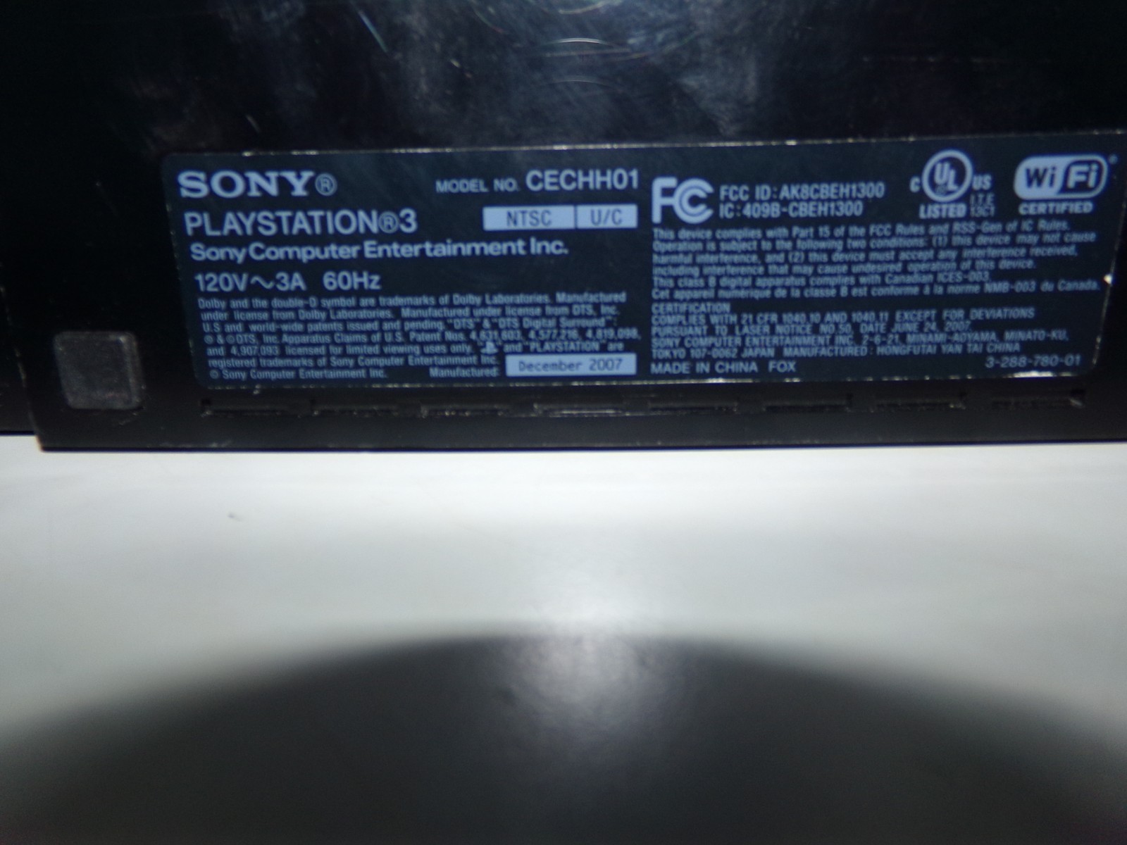 Vintage 2007 SONY Playstation3 Console (only) Model CECHH01