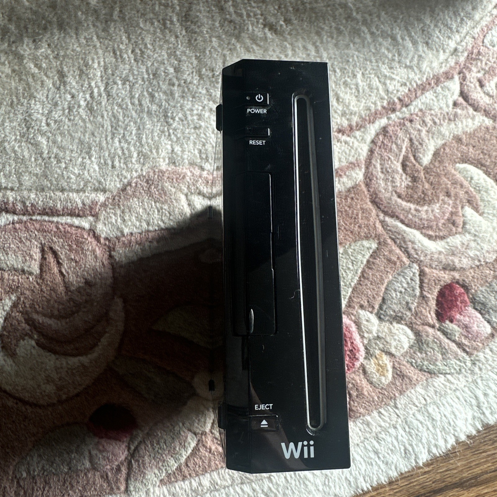 Nintendo Wii Video Game BLACK CONSOLE, 2 REMOTES, WHEEL + ACCESSORIES