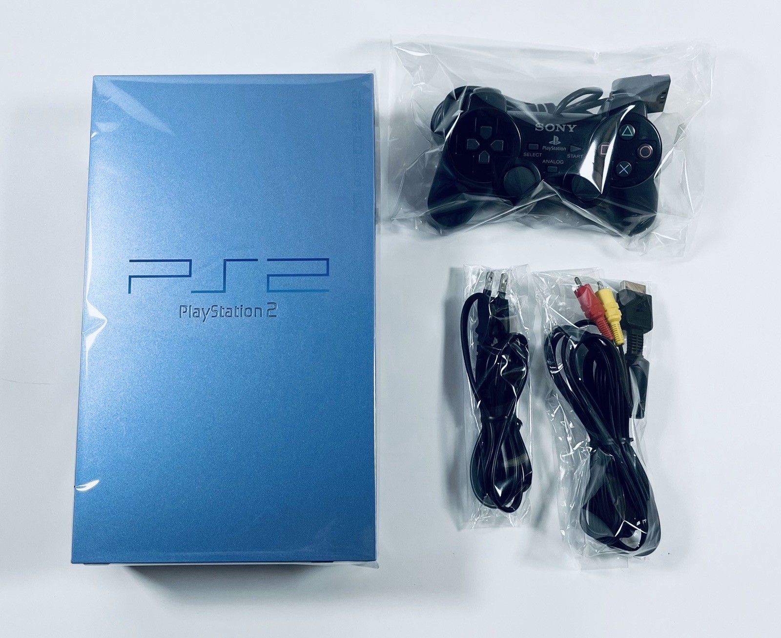 ✨Sony PS2 Aqua Blue Console SCPH-39000 Controller Cables NTSC-J Japan Tested✨