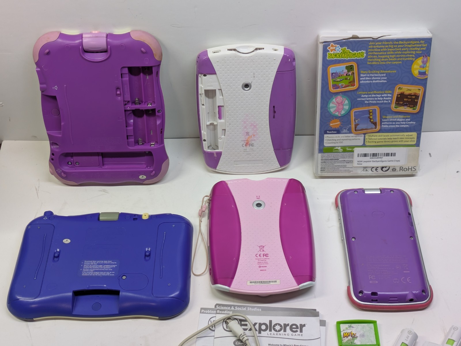 Lot of 5 LeapFrog & Vtech Tablets with Games & Accessories – Untested