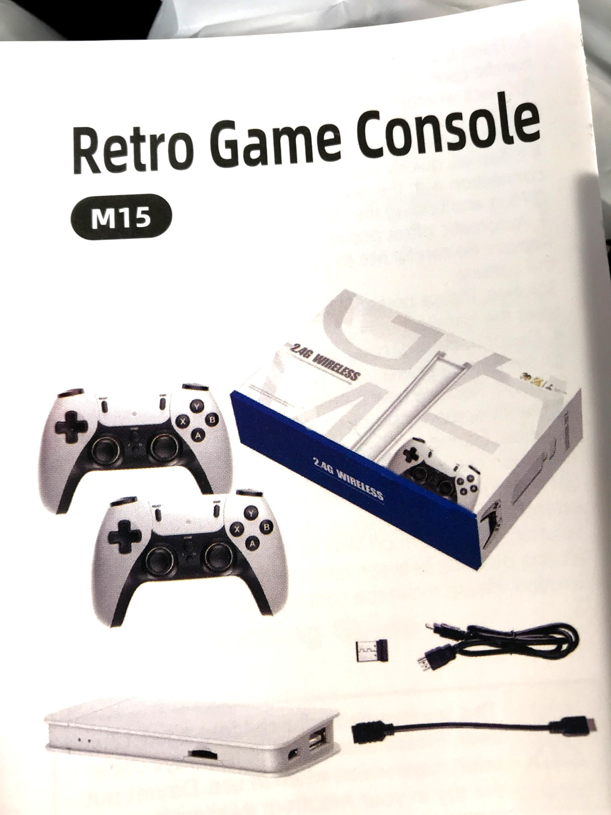 4K 3D Wireless M15 Retro Game Stick Console Two Controllers 2.4G Ultra HD Black