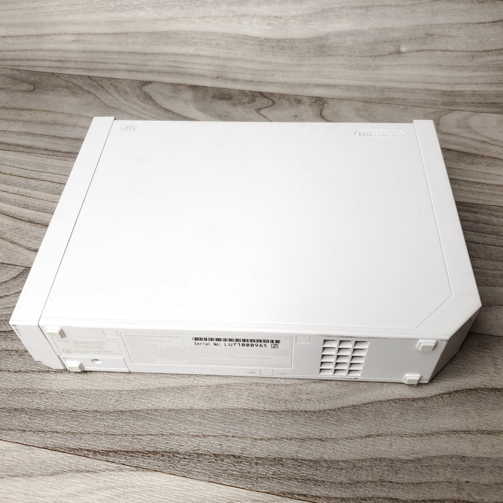 Nintendo Wii RVL-001 Homebrewed White Console Power & Video Cables No Controller