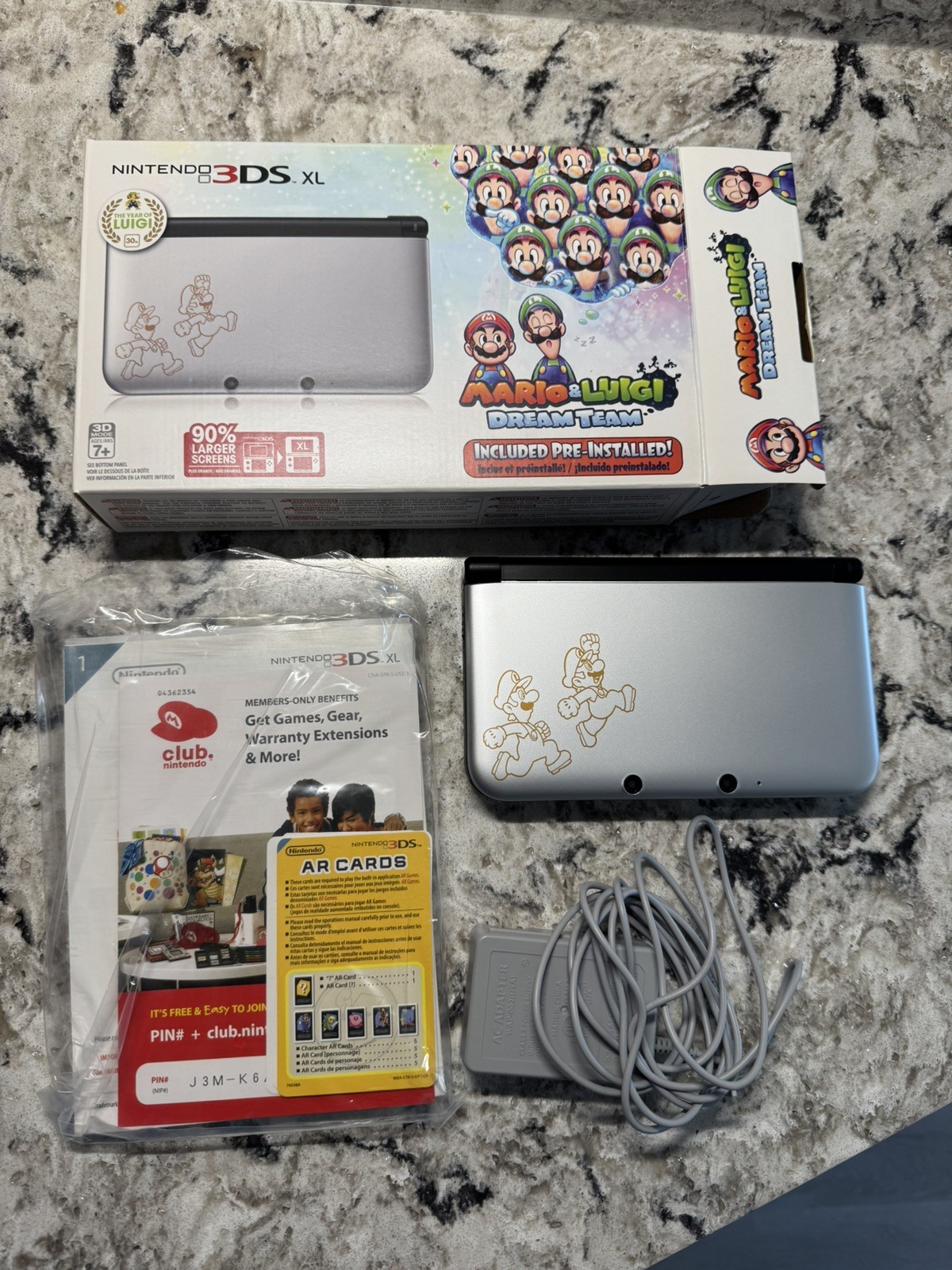 Nintendo 3DS XL Mario & Luigi Dream Team Silver Edition Original Box US Complete