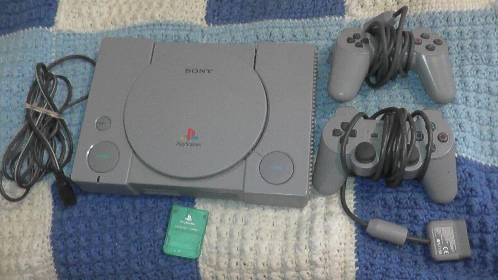 Used Original 1998 PlayStation 1 SCPH-7501 Tested Working PS1 Analog Controllers