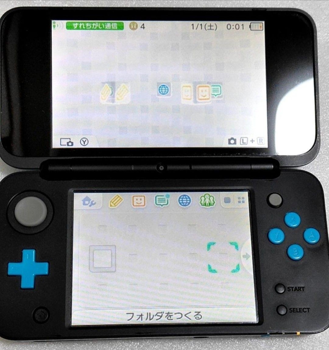 New Nintendo 2DS LL Console, Black x Turquoise, with Original Charger