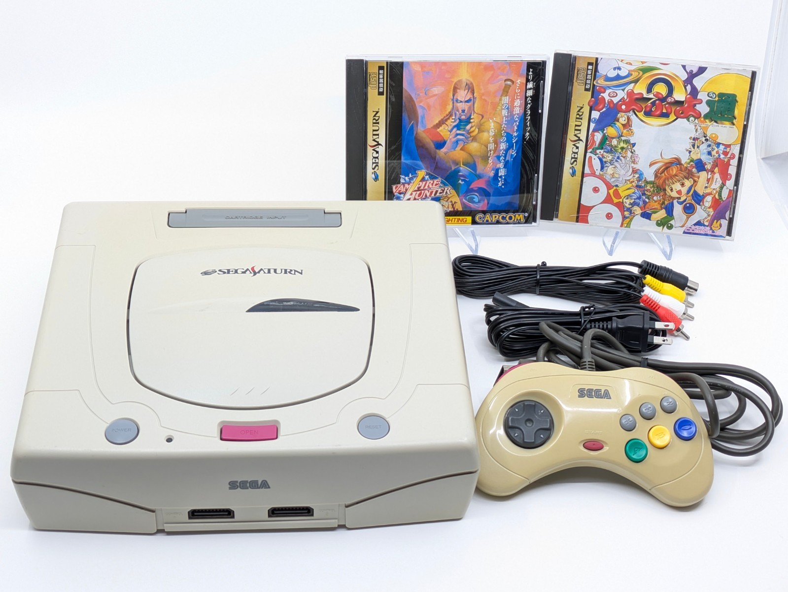 Sega Saturn White Console HST-3220 NTSC-J Japan Tested w/ 2 Games