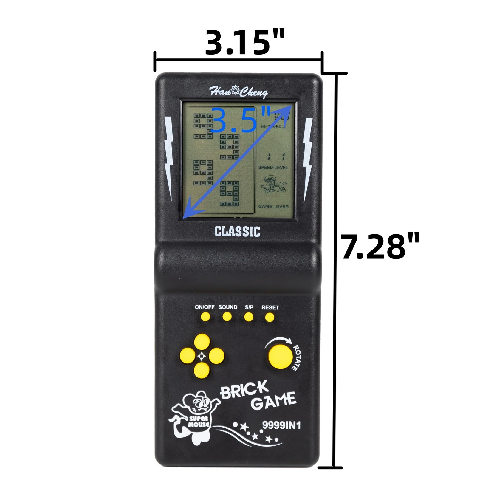 Handheld Brick Game Console,3.5-inch Large Screen Black Handheld Building Blo…