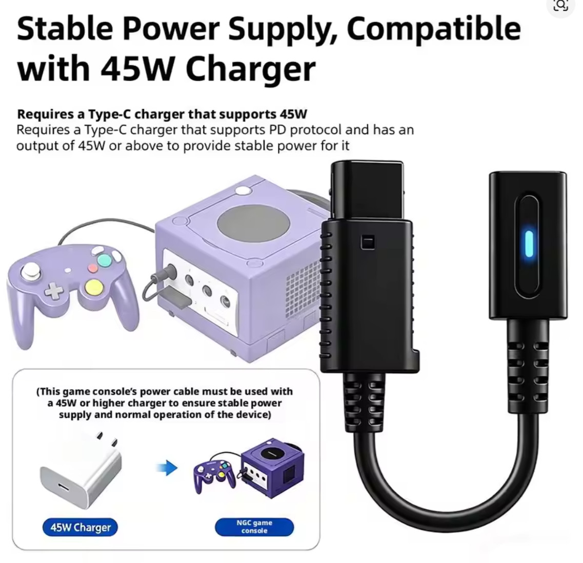 GameCube Orange Console DOL-001 NTSC U-C/J Region Switch Mod Nintendo w/ Cable